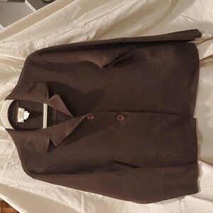 Talbots deep brown woman 1X 3-button sweater jacket 100% metino wool